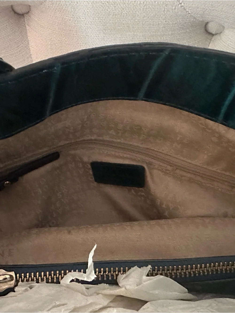kate spade patent croc-embossed teal shoulder bag